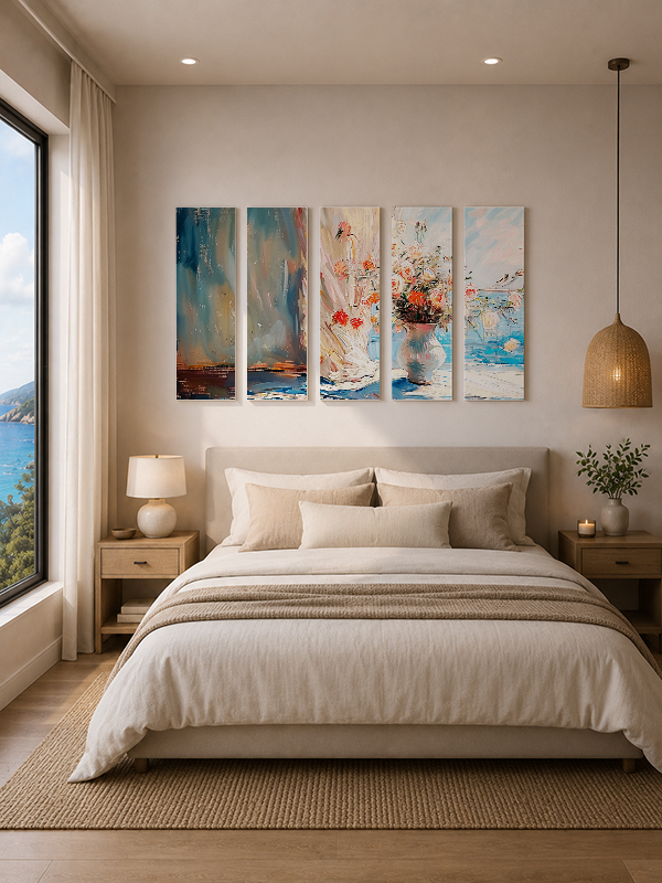 Maviden Çiçeklere Duygusal Yolculuk ,Kanvas Tablo