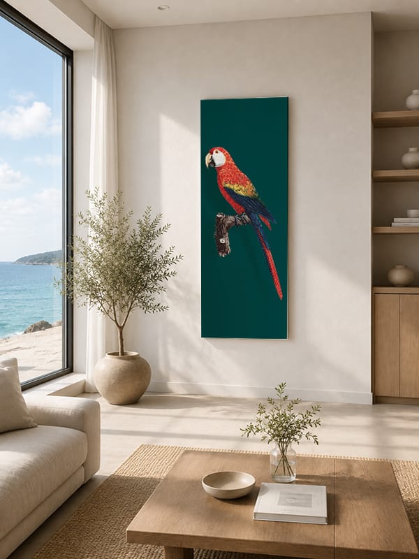 Canlı Renkli Macaw Papağanı ,Kanvas Tablo - Görsel 3